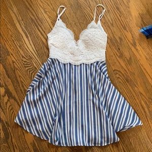 Striped sundress with lace detail
